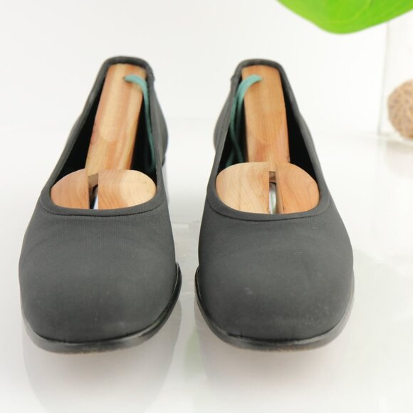 VTG Cole Haan Womens Lofer Size 8.5 NARROW Black Satin Low Heel Shoe Italy - Picture 3 of 12